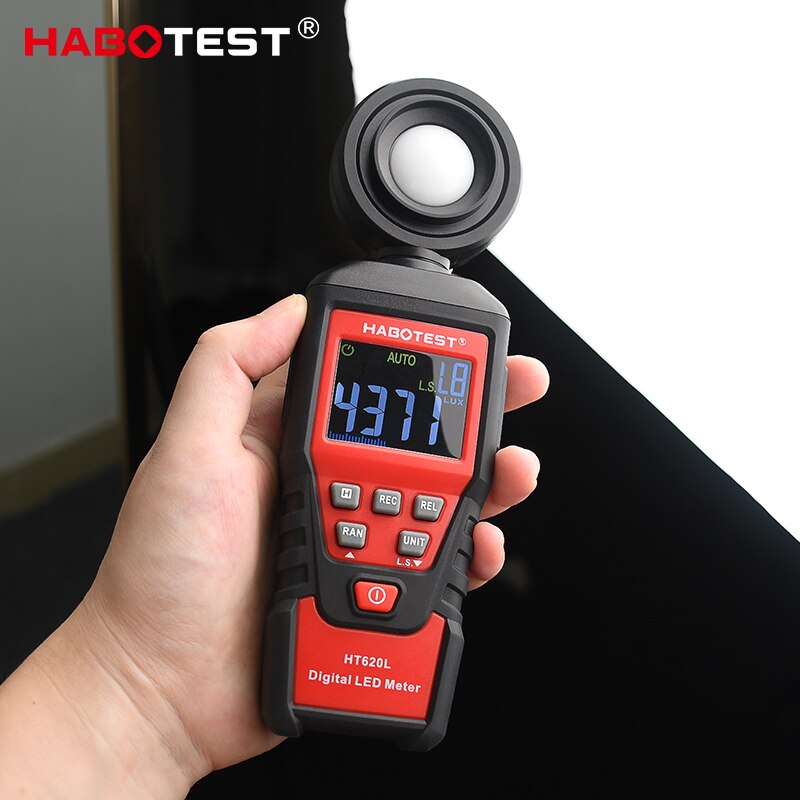 HABOTEST – luxmètre numérique HT620L, 0 ~ 100,000, testeur de photomètre illuminomètre, test environnemental, luxmètre noir