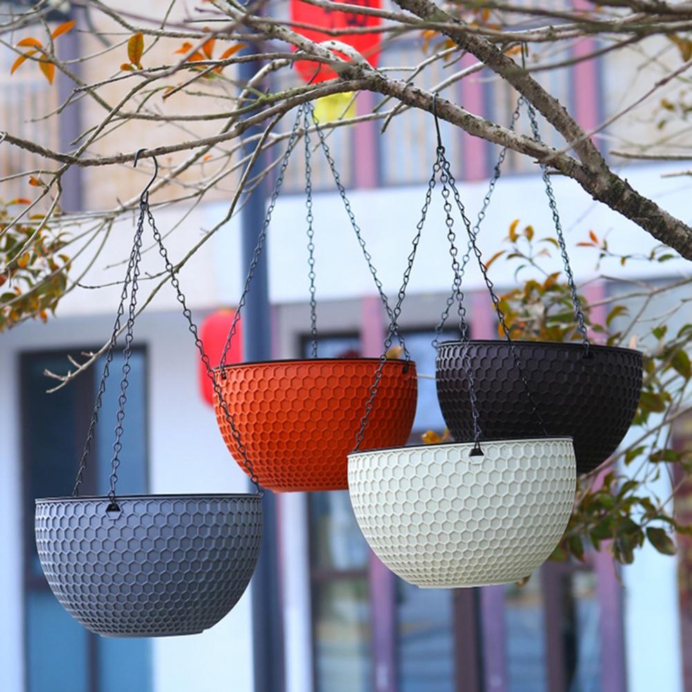 Beau pot de fleur extérieur en résine étanche, panier de plantes, auto-absorption d'eau, 3 Tan