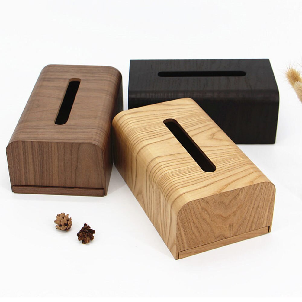 1Pc Houten Tissue Doos Decoratieve Servet Doos Eenvoudige Desktop Tissue Houder (Bruin)