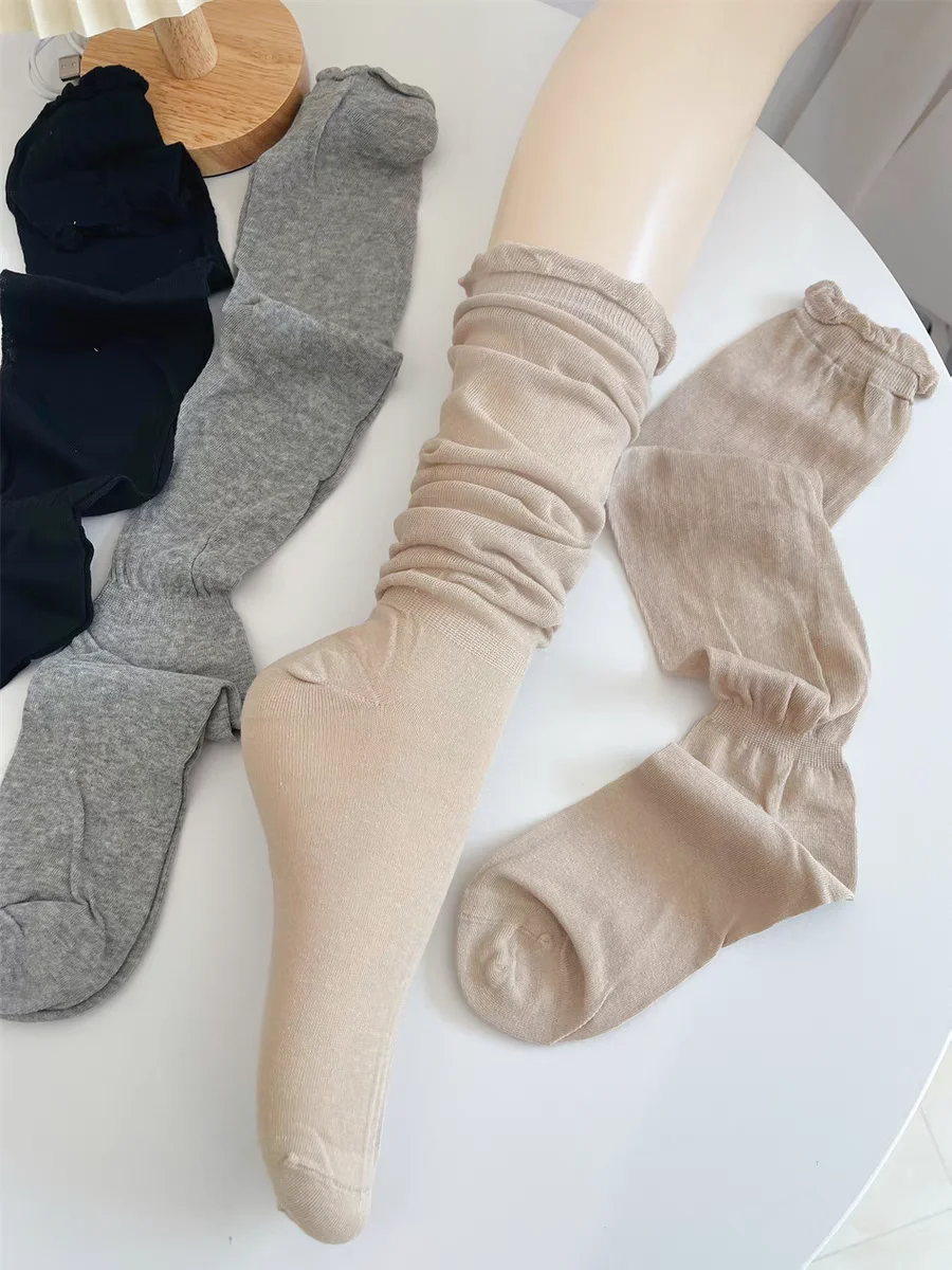 Calze autoreggenti donna ragazze nero bianco JK calze lunghe Lolita Leggings estivi calze da balletto dolce costumi larghi sottili: Brown
