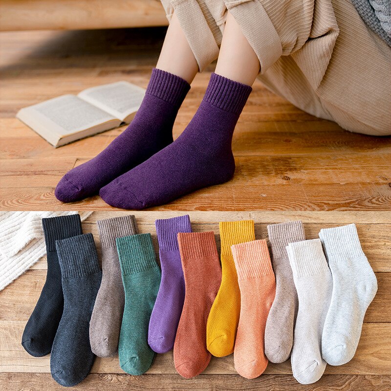 6Pairs Winter Wamer Women Thicken Thermal Wool Cashmere Snow Socks Seamless Terry Boots Floor Sleeping Socks for Mens