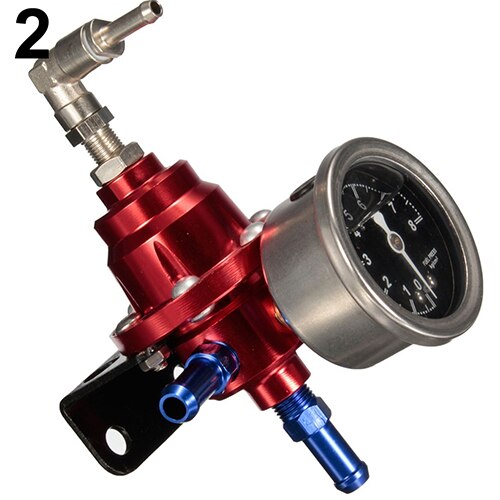 Universal Adjustable Auto Car Fuel Pressure Regulator with kPa Oil Gauge Kit: Red