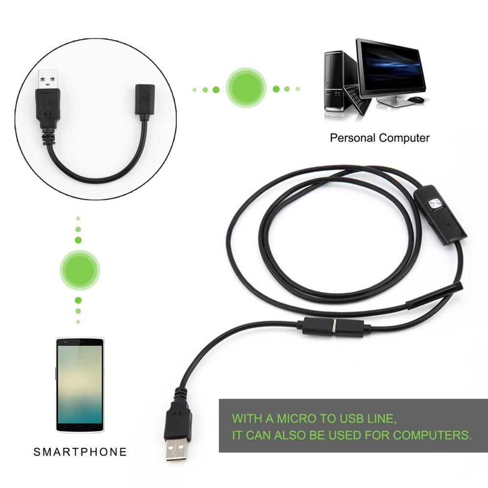 5.5Mm Endoscoop Camera IP67 Waterdichte Hd Usb Endoscoop Met 6 Led Borescope Camera Voor Android Pc Notebook