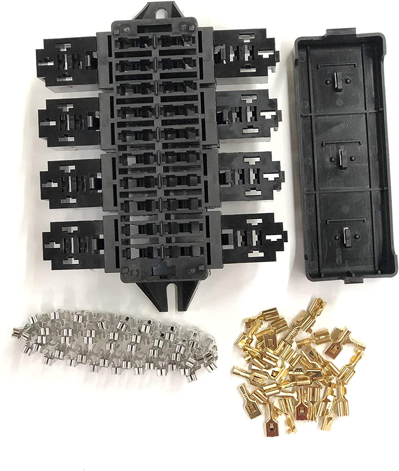 20 Slot Blade Fuse Holder 8 Way Relay Circuit Box Protector Block For Car With 10 * Terminals For Automotive Marine Accessories