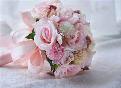 Blauw Wit Bruidsboeket Handgemaakte Kunstmatige Bloem Rose Buque Casamento Bruids Boeket Voor Bruiloft Decoratie: Default Title