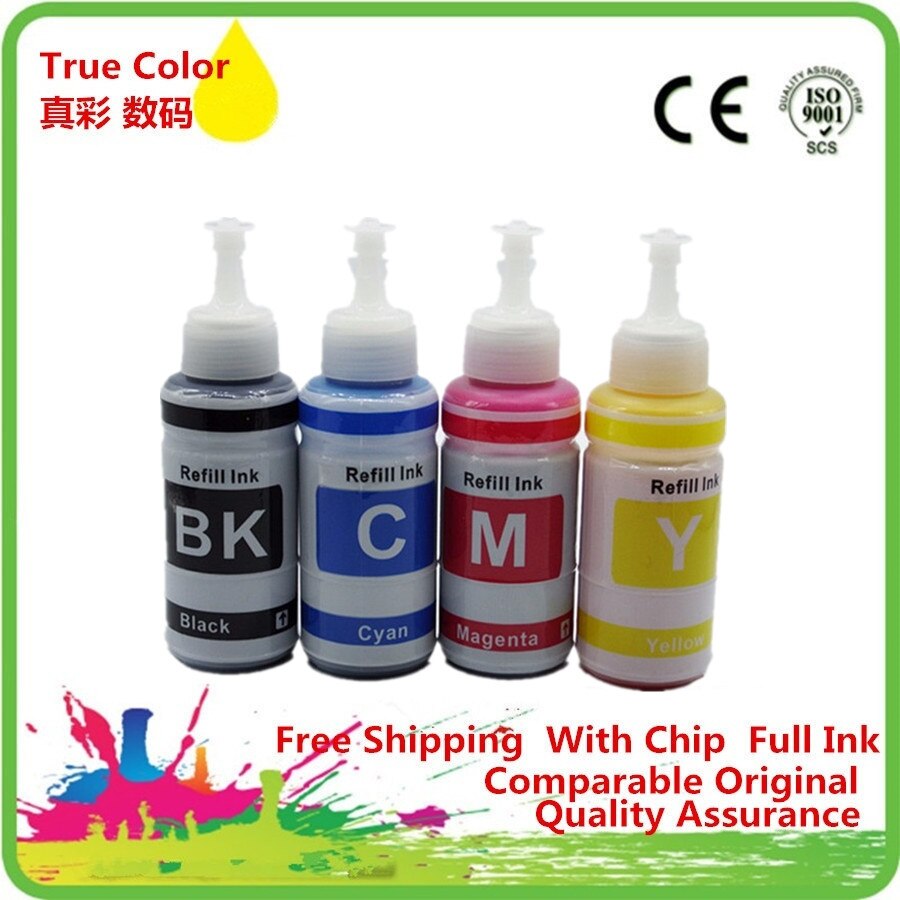 Refill Dye Ink Kit Kits For Epson L100 L101 L110 L111 L120 L130 L200 L201 L210 L211 L220 L300 L301 L303 L310 Printer: 1SET 4x70ml