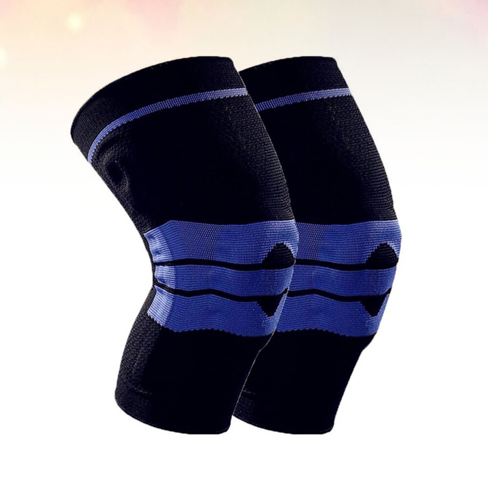 2 pezzi Fitness Running ciclismo supporto ginocchiere bretelle Nylon elastico sport ginocchiera manica (tipo rinforzato, taglia M, Bla