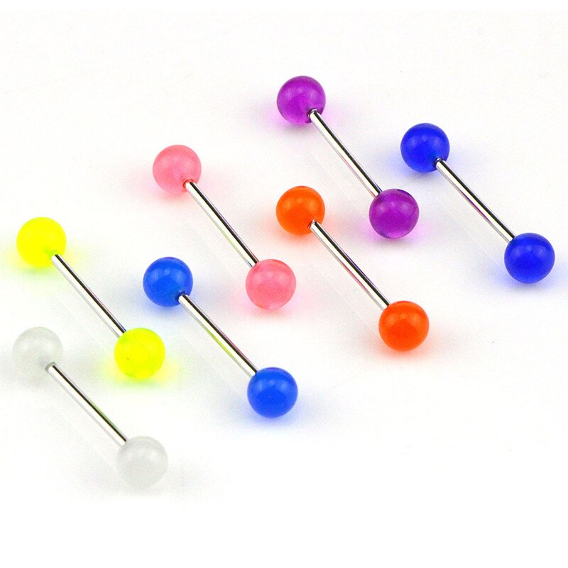 Nose Barbell Bars Body Piercing Jewelry Luminous Glow Acrylic Tongue Rings