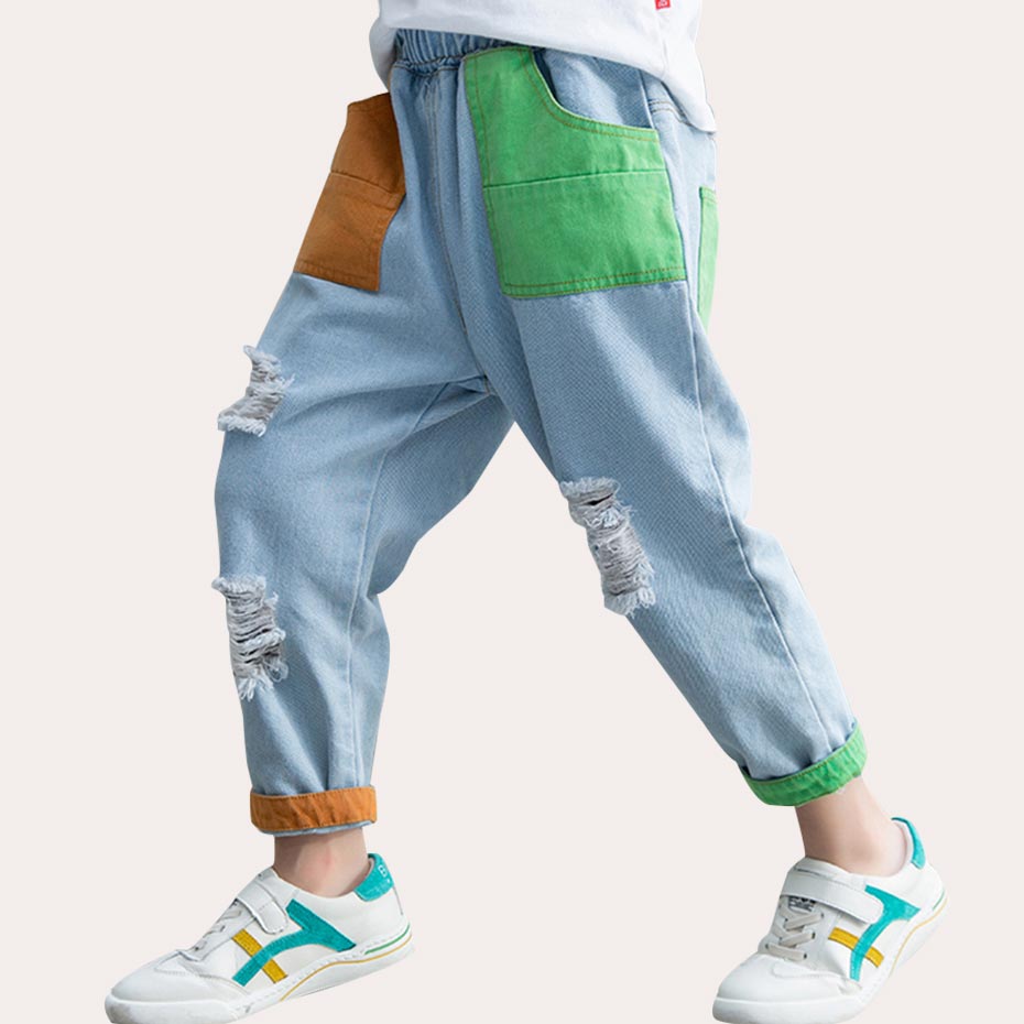 Jean pour garçons grand trou enfants déchiré jean garçons Style décontracté enfant jean Patchwork vêtements pour enfants pour garçons 6 8 10 12 14