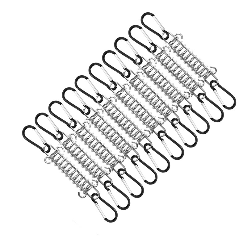 Corde à vent de tente en acier avec ressort, tendeur de tente, chevilles de pont de camping, clips de mousqueton, tendeur d'auvent, crochet de partenaires, ensemble de 5 pièces, ensemble de 10 pièces: Rose