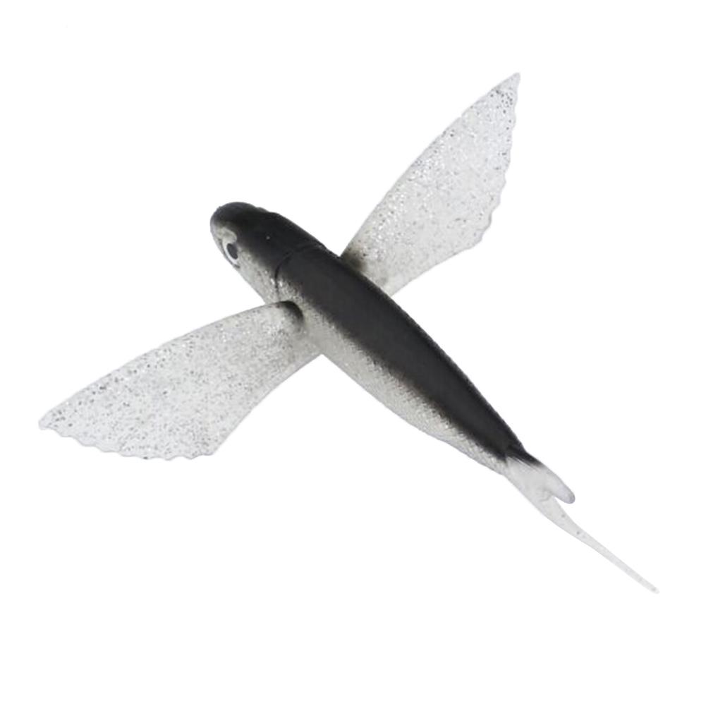 1 pièce bionique poisson volant pêche en eau salée leurre pour Kingfish/thon/maquereau/Marlin/Mahi Mahi accessoires de pêche PVC 21CM appâts: Black