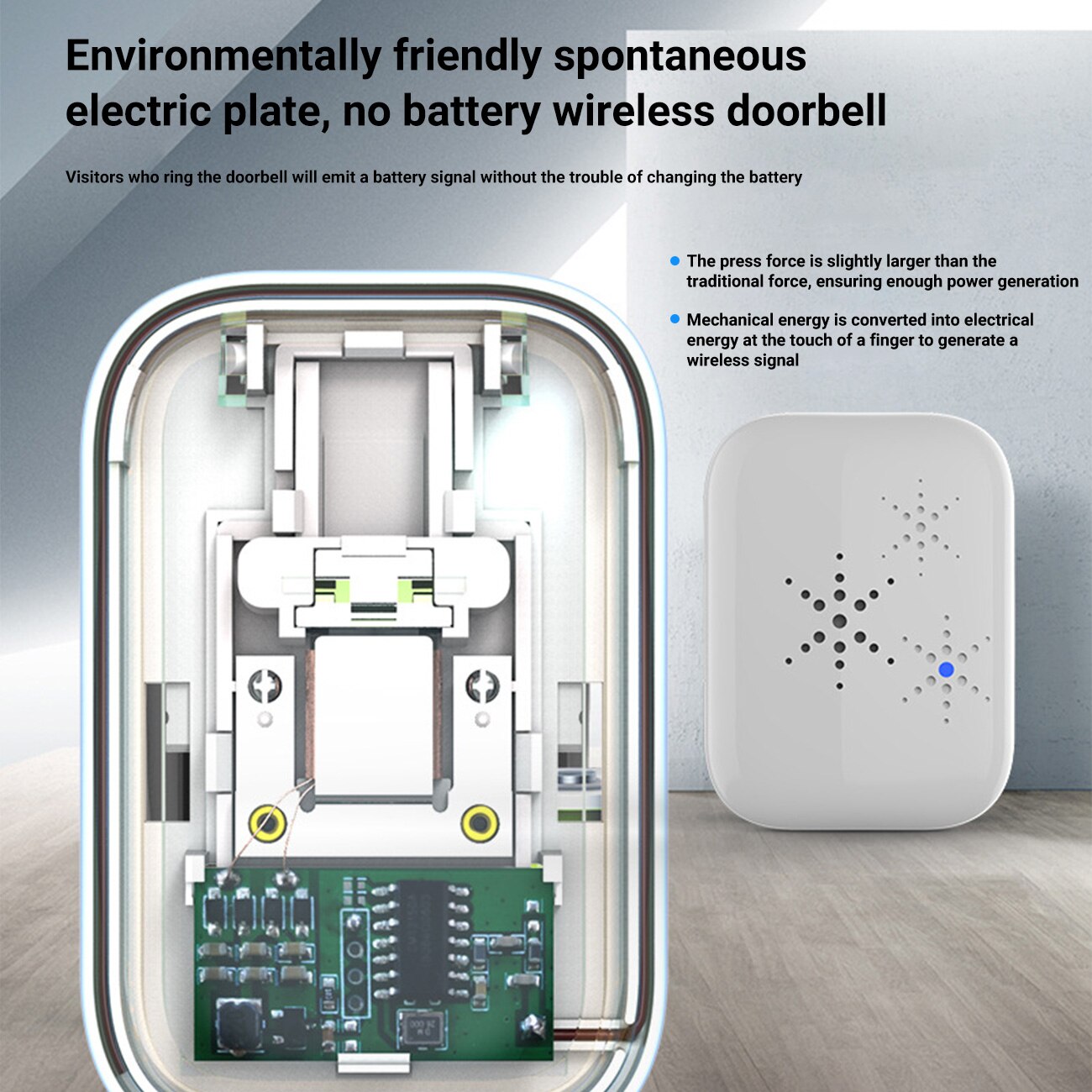 Wireless Doorbell No Battery Required Waterproof Self-Powered Smart Door Bell Home Cordless Ring Dong Chime Timbre Calling