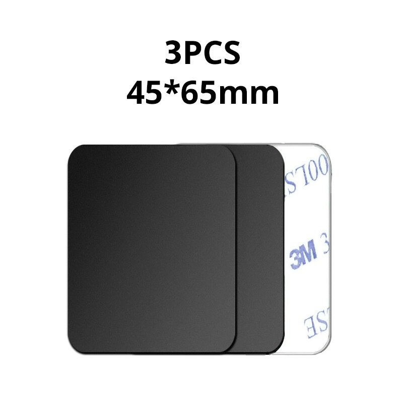 Placa de Metal adhesiva para coche, soporte magnético para teléfono, sin imán, 1, 3 o 5 unidades: 3Pcs Black 45x65