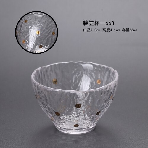 Japanske snapseglas kop krusning guldkant whiskyglas vintage vinglas home kieliszki do wina juice glas  ac50gc: Stil 2-55ml