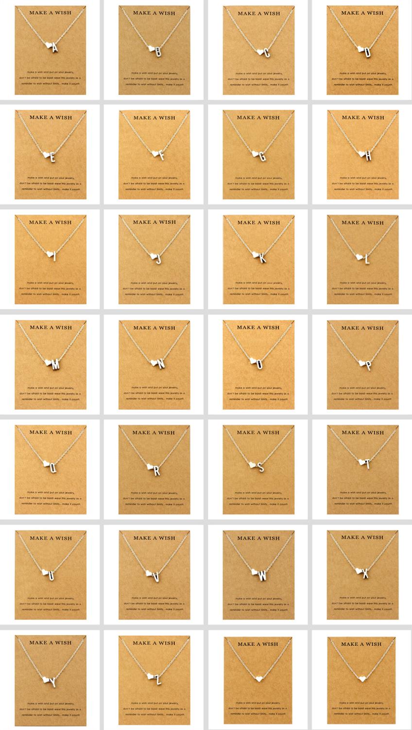 Initial 26 Letter Necklace Heart Necklaces Women Girl's Jewelry Friendship Christmas Birthday