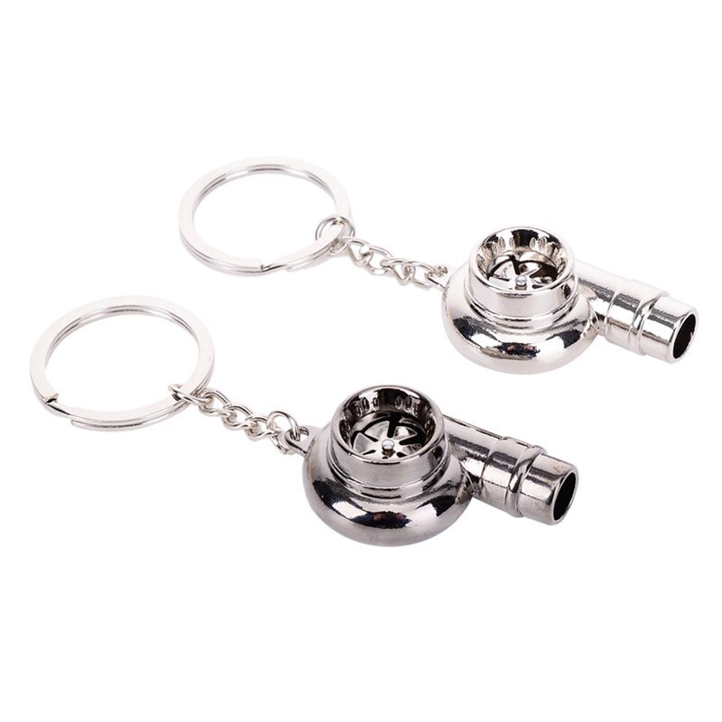 Turbo Keychain Car Whistle Sound Keychain Car Key Chain Keyring Car Sleeve Bearing Spinning Model Turbine Turbocharger