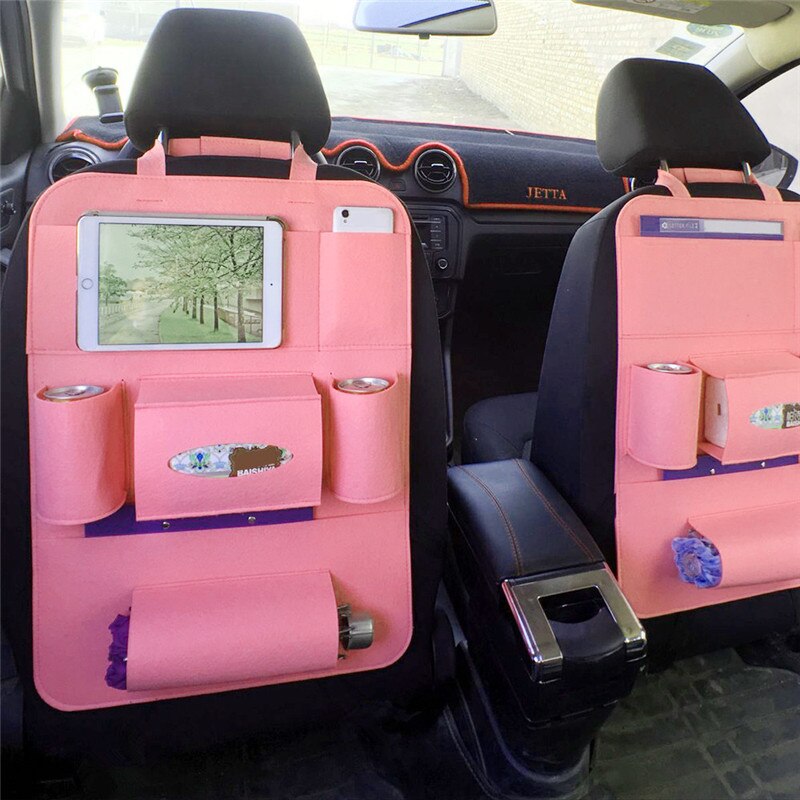 Universal Car Seat Side Opslag Mesh Netto Zak Bagage Holder Pocket Trunk Cargo Netten Organizer Auto Interieur Accessoires: 08Pink