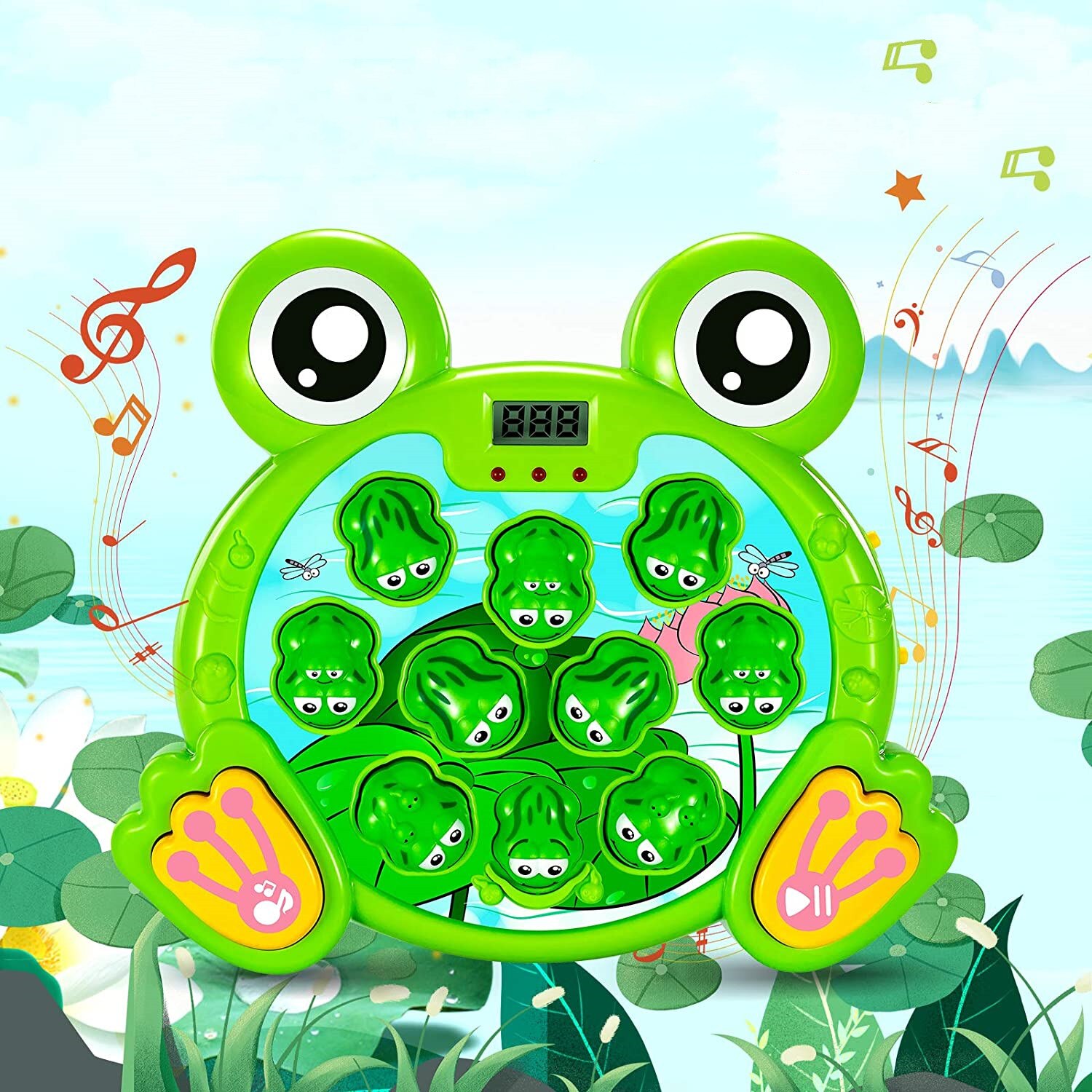 Interactive Whack A Frogs Game Early Education Developmental Toy 12.59 Inch With Music Baby Toys