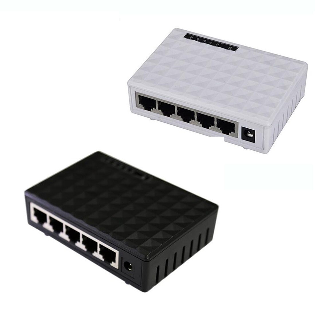 Noyokere mini 5 port 10/100 mbps base gigabit switch hub  rj45 lan ethernet hurtig desktop netværksafbrydere sort / hvid