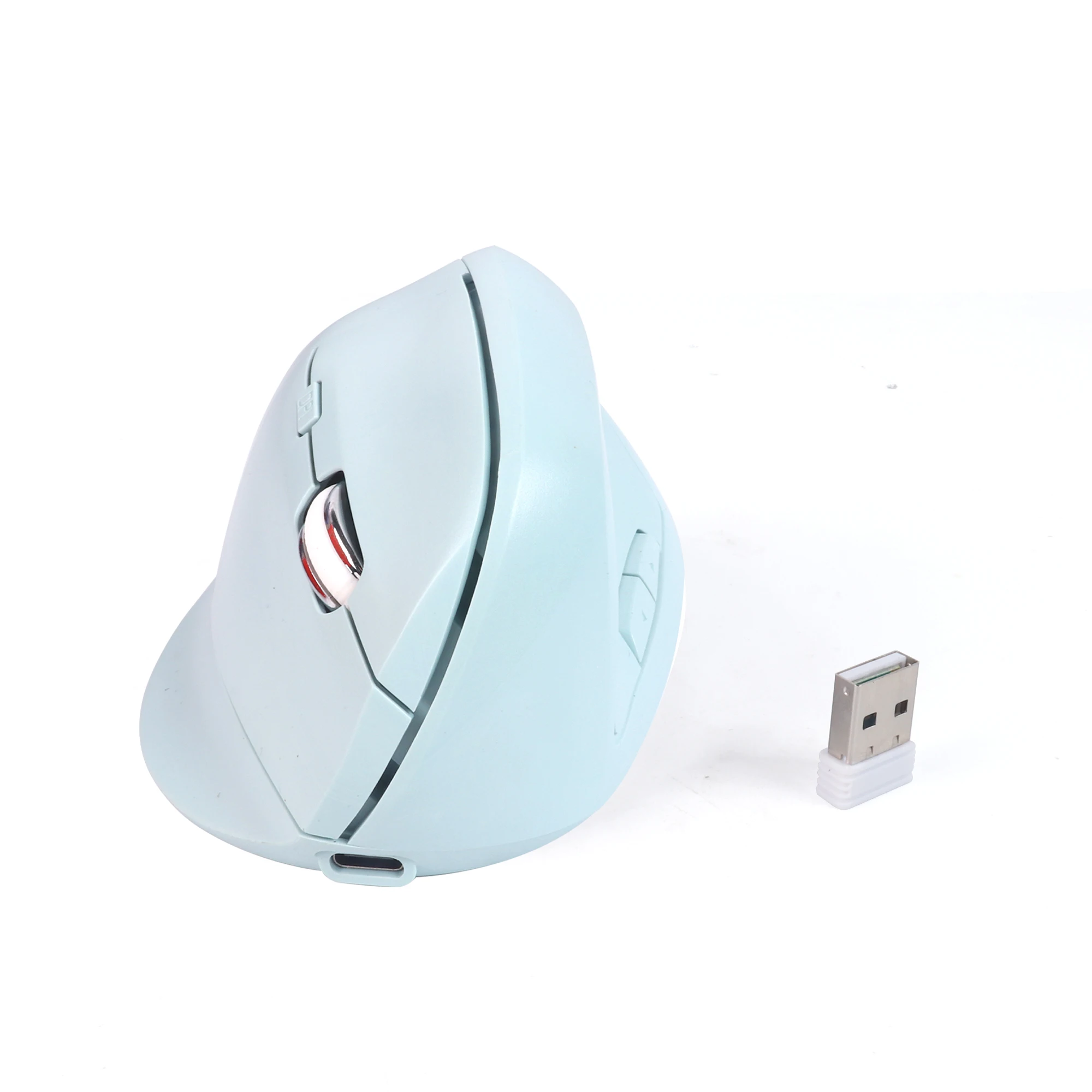 Wireless Vertical Mouse 2.4G Bluetooth Dual-mode Rechargeable Ergonomics Low Noise Button Office Use Mause With Side Buttons: green