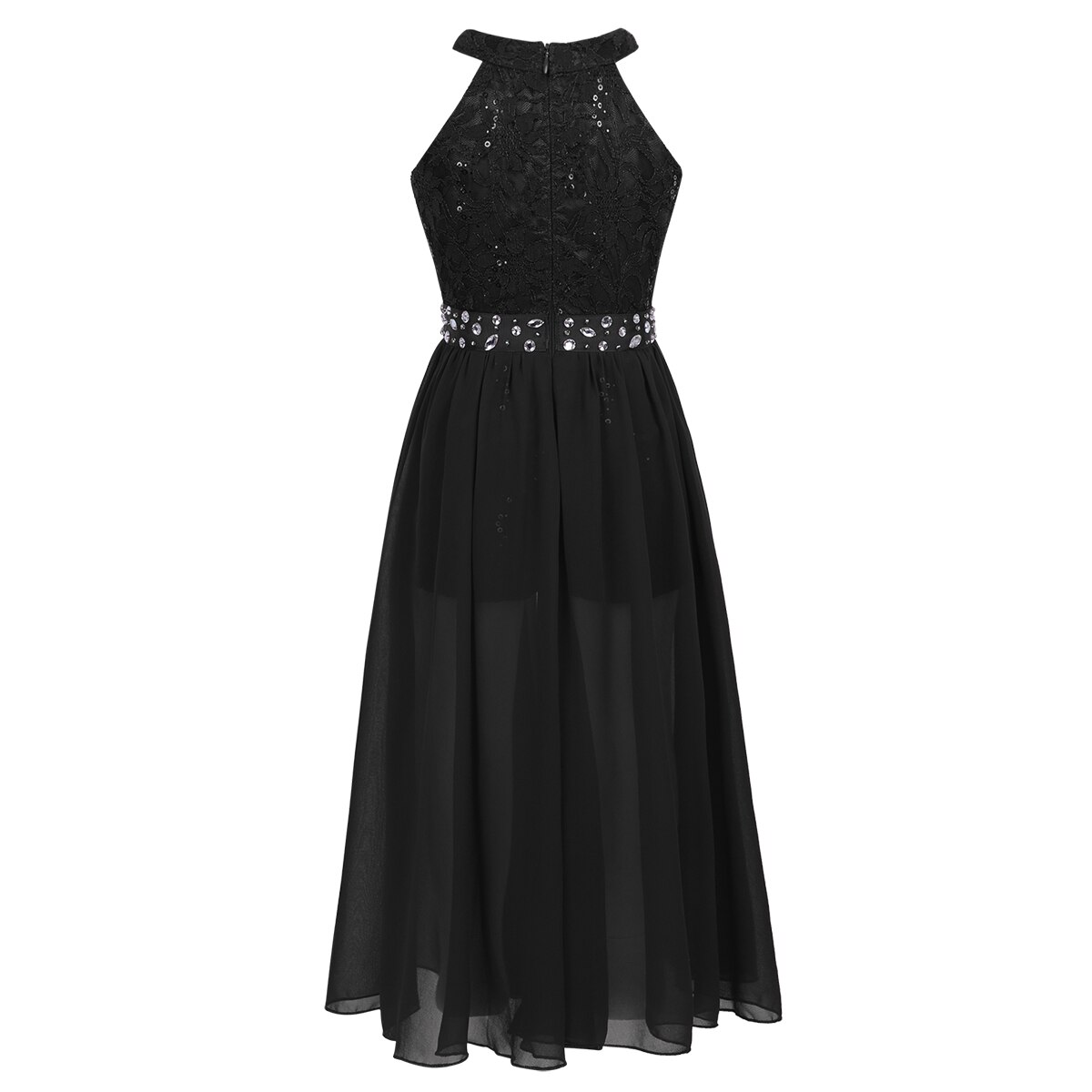 Meisjes Lyrische Dans Turnpakje Jurk Dancewear Mouwloze Bloemen Kant Strass Bruiloft Verjaardag Feestjurk: M / Blauw