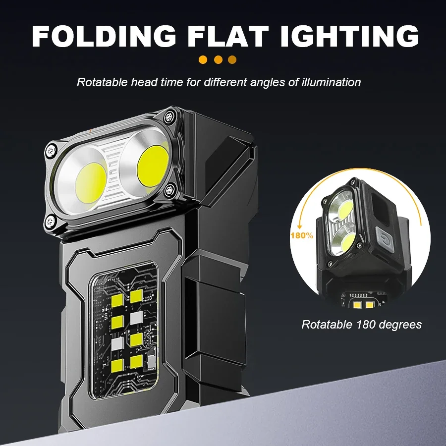 Mini linterna LED COB multifunción, fuente de luz Dual, linterna portátil superbrillante, lámpara de emergencia para Camping recargable tipo C