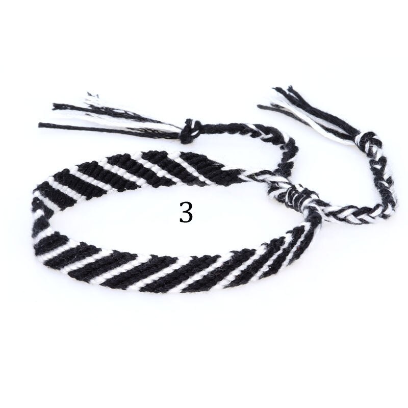 Bohemen Handgemaakte Touw Armbanden Verstelbare Lgbt Braslet Yoga Meditatie Sieraden Accessoires Tibetaanse Armband Homme Vrouwen Pulseras: Black White
