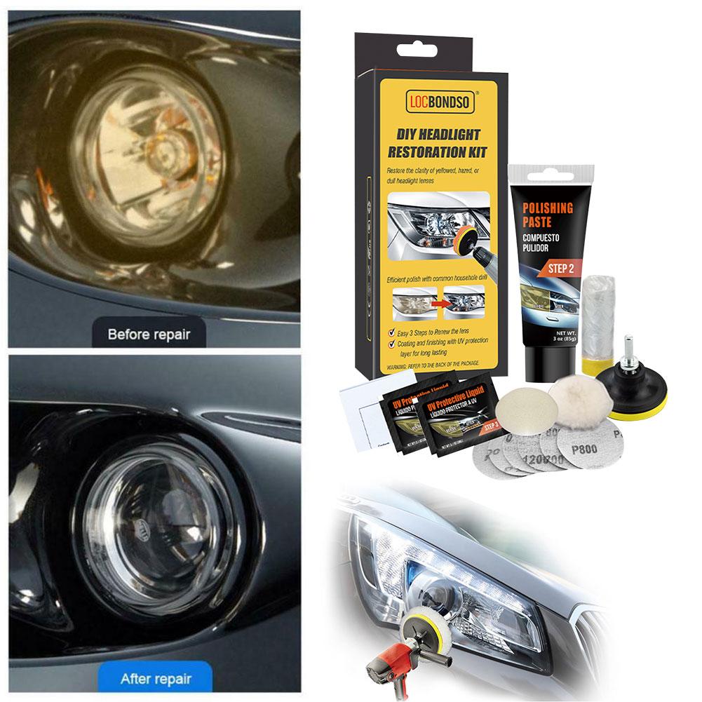 Kit de reparo do farol diy kit de reparação de cuidados com o carro farol lente pano com máquina limpeza polonês ferramenta restauração diy