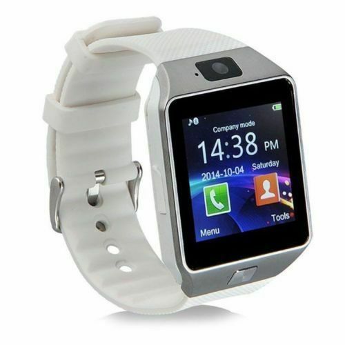 Touch screen smart ur  dz09 med kamera bluetooth armbåndsur sim-kort smartwatch til ios android-telefoner understøtter flere sprog: Hvid