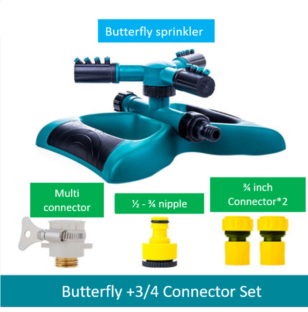 360 Degree Rotating Sprinkler / Watering Irrigation Water Sprayer Agricultural Garden Landscape Lawn Garden Tools Rotary: Butterfly DN20 Set