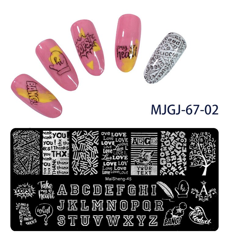 1set Einfach-Französisch Nagel Stamper Monocle Klar Gelee Drucken Silikon Transfer Druck Schaber Nagel DIY Vorlage Stanzen: Leters