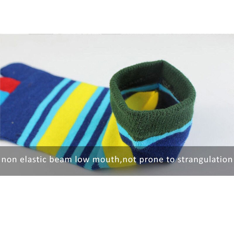 1 Paar Gekamd Katoen Mannen Ankle Boot Vijf Vinger Sokken Ademend Gestreepte Kleurrijke Jonge Casual No Show Sokken Met Tenen EUR39-44