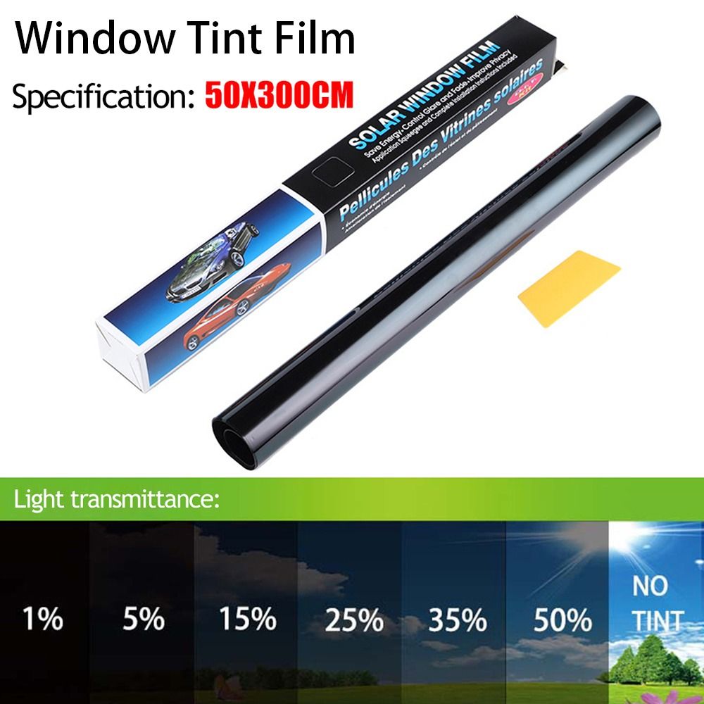 1 rulle 50 x 3m solskyddande uv-skyddande fönsterfilm solskydd reptålig bilfolie värme uv-blockerande vlt 1%-50%  glasdekal