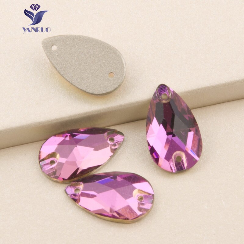Yanruo 3230 Teardrop Rose Naai Kristallen Glas Strass Piedras Para Coser Naaien Suppies Kleding
