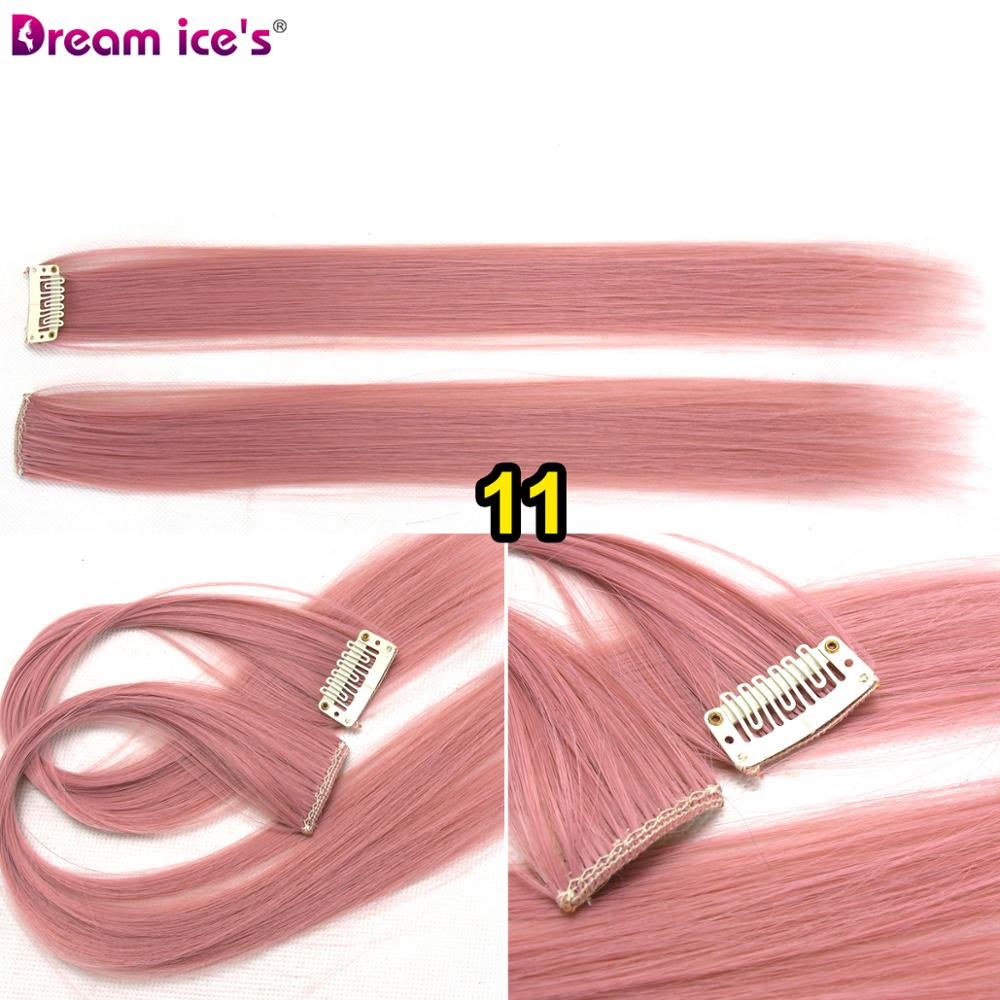 Synthetische Lange Enkele Clip In Hair Extensions Een Stuk Roze Regenboog Kleur Mode Rechte Haarstukje Voor Vrouwen En Meisje: #18