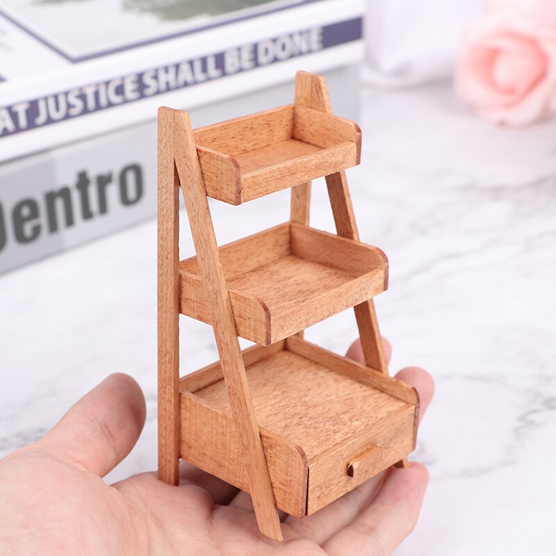 Dollhouse Miniature Wooden Plastic Fruit Vegetables Book Storage Rack Shelf For Living Room/Bedroom: 12