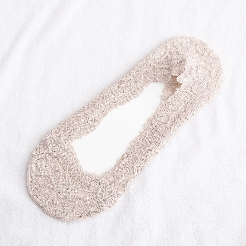 Silicone Shallow Women Socks Lace Slipper Ankle Socks Invisible Seamless Low Cut Boat Socks For Female Ladies Casual Calcetines: 03