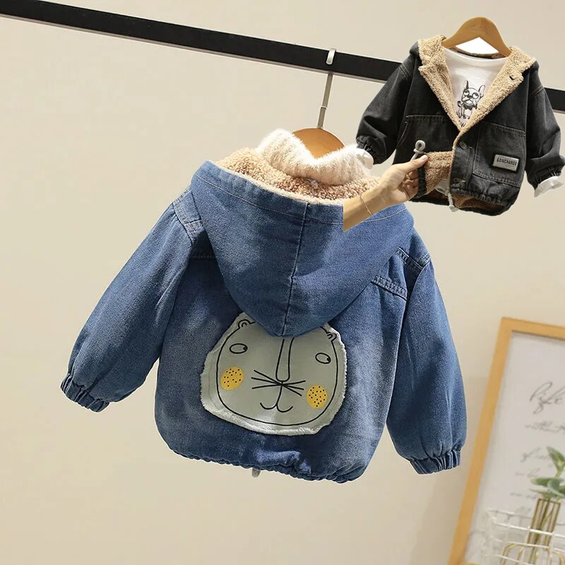 1-5Y giacca di Jeans per ragazze ragazzi autunno inverno Cashmere addensare Jeans cappotto abbigliamento per bambini capispalla caldo giacche di Jeans per bambini