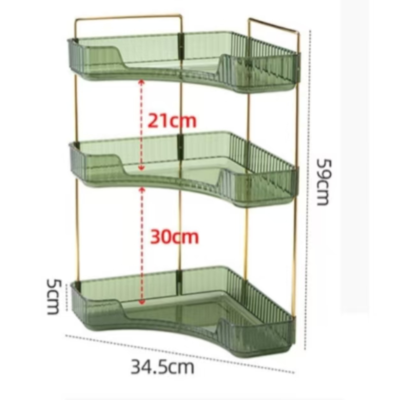 Triangular storage box rack, light luxury corner cosmetics rack, transparent bathroom jewelry rack.: DEEP BLUE