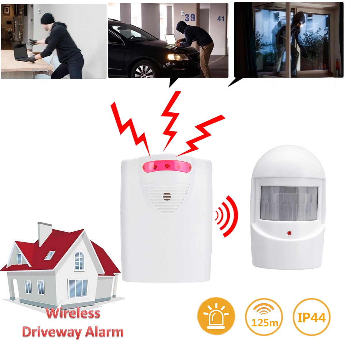 système d'alerte sans fil d'allée système d'alarme de sécurité à domicile Garage hangar capteur de mouvement PIR