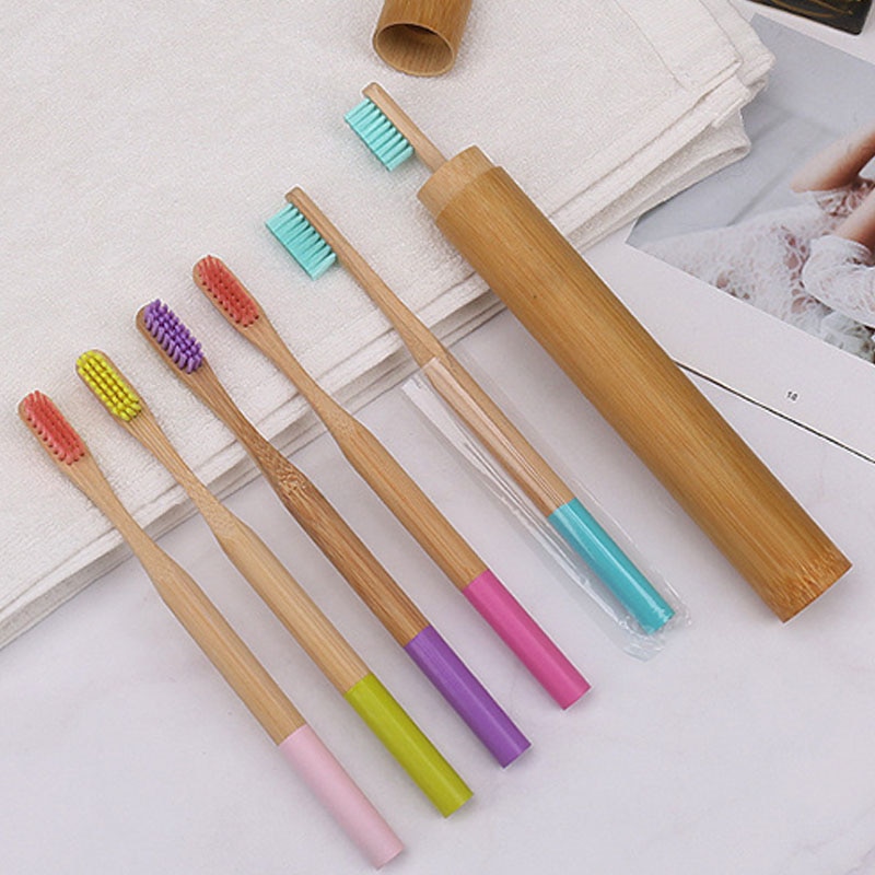 Natuurlijke Bamboe Kleurrijke Tandenborstel Zachte Haren Ronde Handvat Kinderen Orale Zorg Borstels Handgemaakte Eco Vriendelijke Tandenborstel