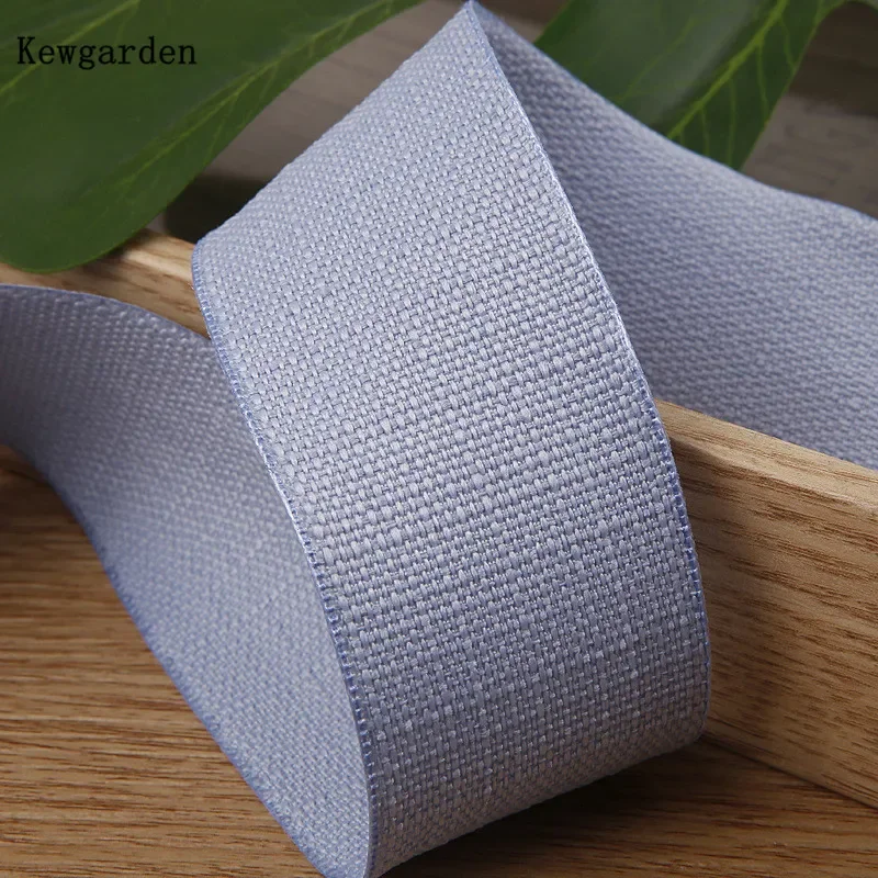 Kewgarden 40mm 1,5 "cinta de lino y algodón DIY lazos para el cabello accesorios de costura cinta hecha a mano manualidades 10 yardas: LIGHT BLUE