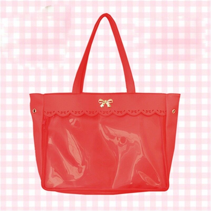 Femmes Transparent clair sacs à main Lolita dentelle Bow sac à bandoulière sac Cosplay offre spéciale couleur unie décontracté tout-Match: Red