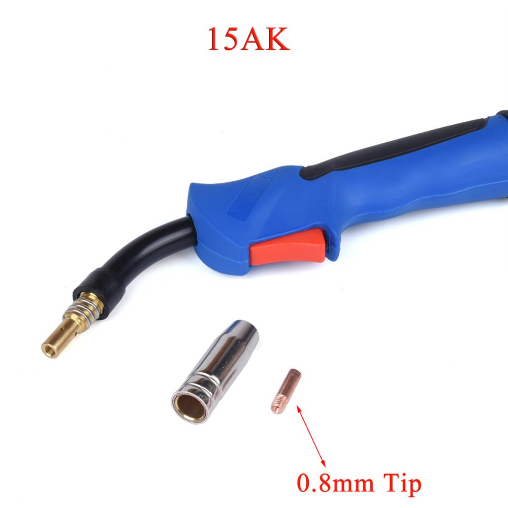 Soplete de soldadura MIG MAG MB, soplete de soldadura con punta de contacto refrigerada por aire, soporte de cuello de cisne, boquilla de Gas, tipo europeo, 15AK 24KD 36KD
