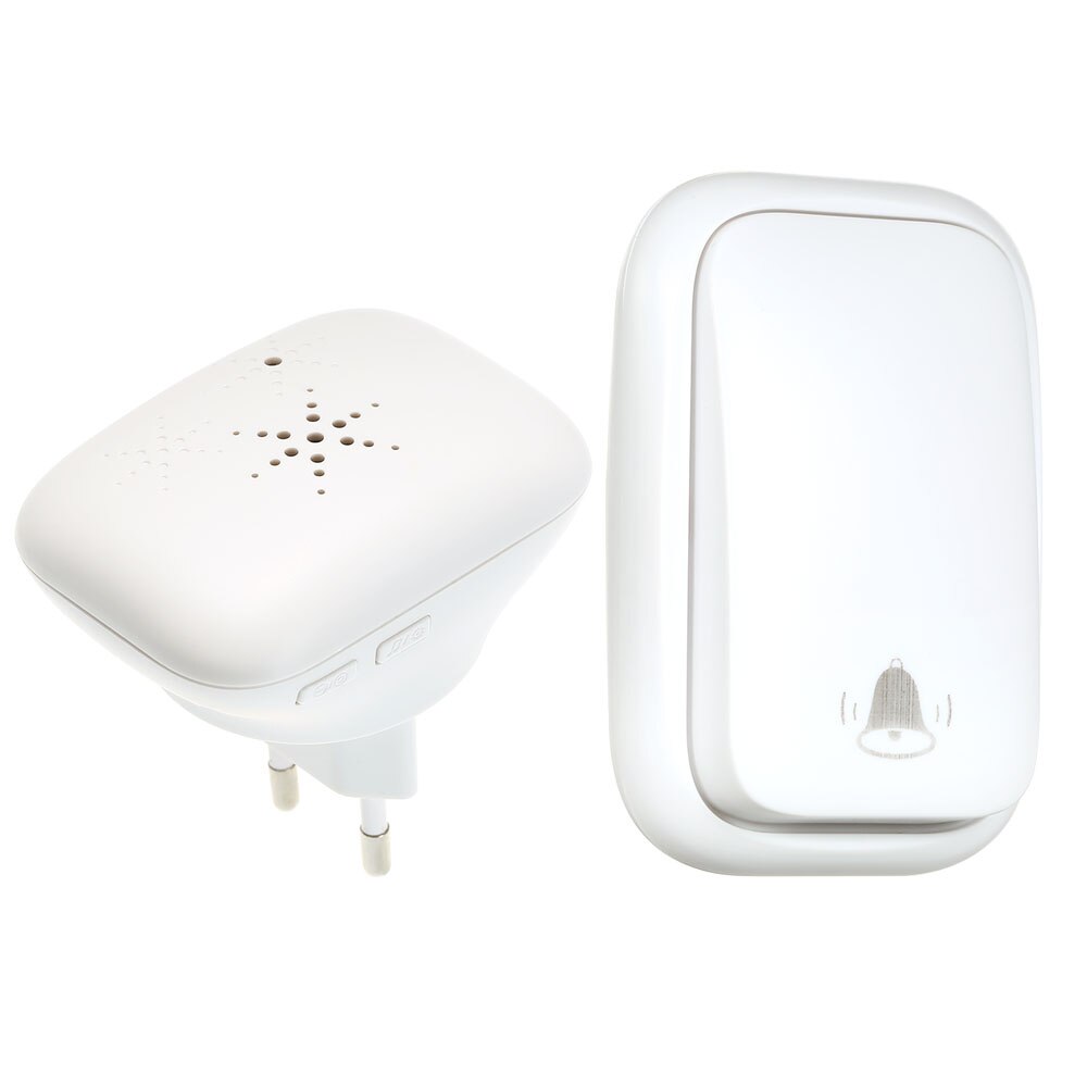 Wireless Door Bell Doorbell Mini Waterproof Doorbell Kits Battery Free Chime Operating 500 Feet 3 Volume Levels Indicator Light: White