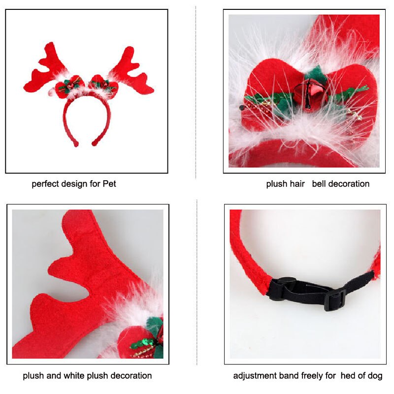 5 pièces chien noël renne bois bandeau classique chapeau chapeaux pour animal de compagnie noël père noël Costumes accessoires FB06