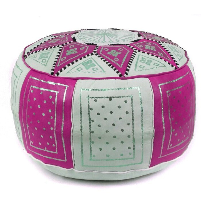 Puf Pouf Hecho a Mano en fès, Marrakech Cuero autentico SIN relleno: Lavande