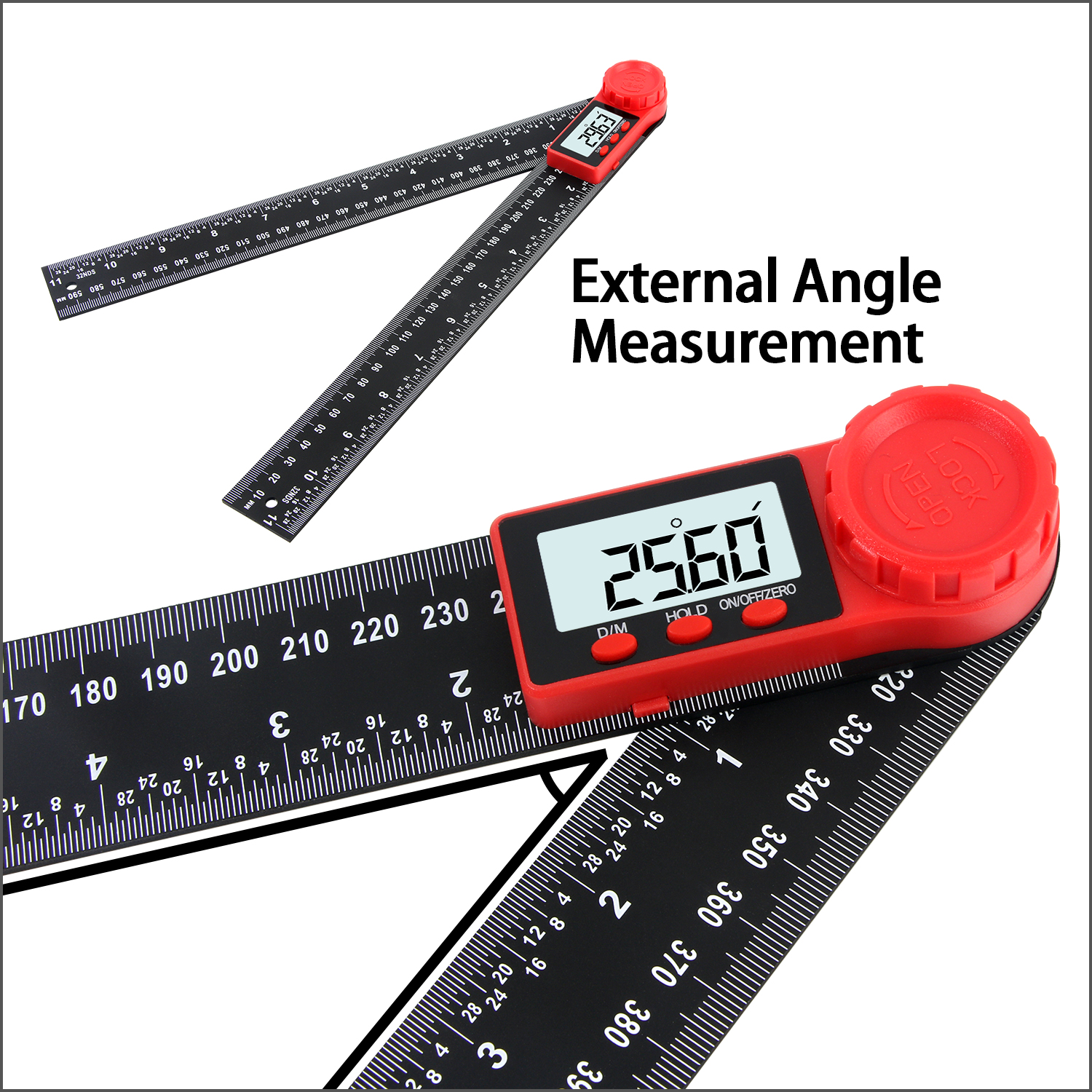 Rz Digitale Gradenboog Hoek Heerser 200Mm 8 Inch Hoek Finder Meter Rvs 360 Graden Goniometer Inclinometer Detector