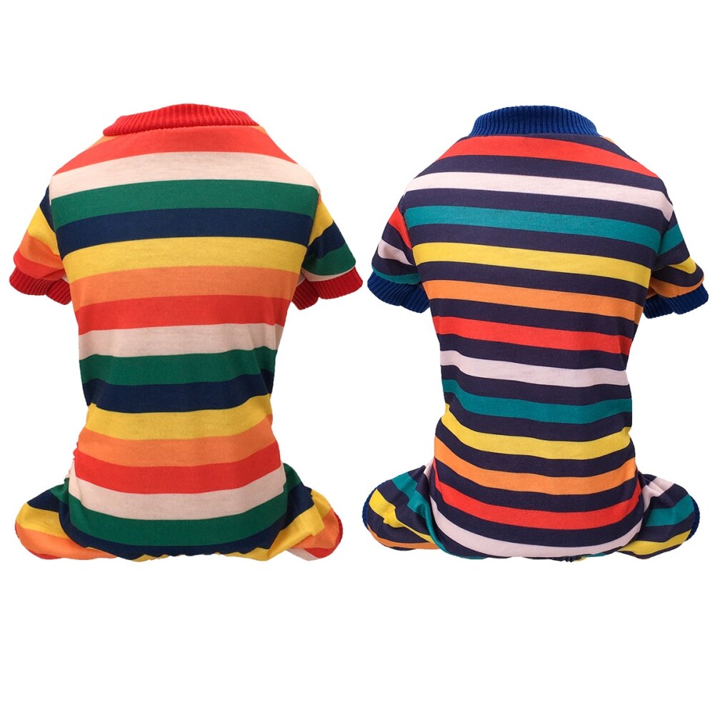 Dog Pajamas Stripe Dog Clothes Soft Jumpsuits Coat For Small Dogs Puppy Dog Cat Chihuahua Clothing Jumpsuits Nightshirt Pants