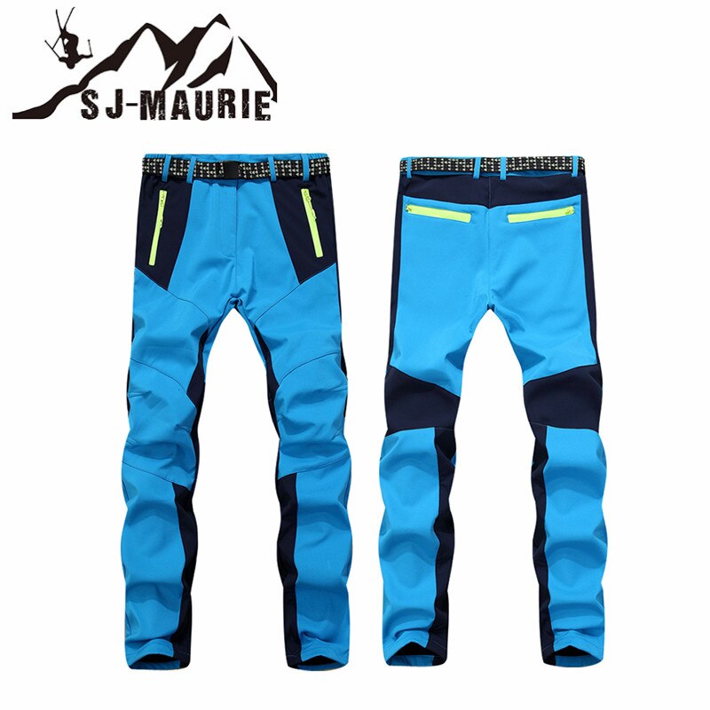 Outdoor Men Ski Trousers Skiing Pants Windproof Waterproof Thick Warm Fleece Softshell Pants for Skiing Climbing Trekking Hiking